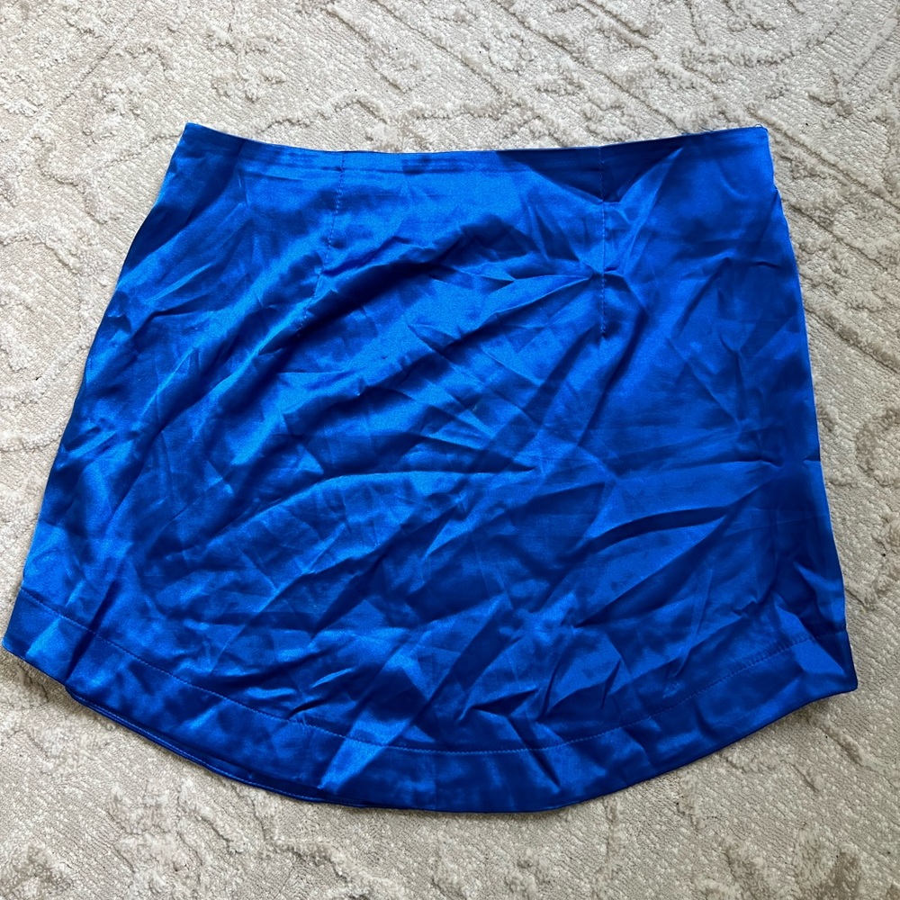 blue satin skirt
